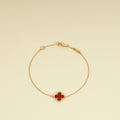 Van Cleef & Arpels 18K Rose Gold Sweet Alhambra Carnelian Bracelet