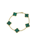Van Cleef & Arpels 18K Yellow Gold 5 Motifs Malachite Vintage Alhambra Bracelet