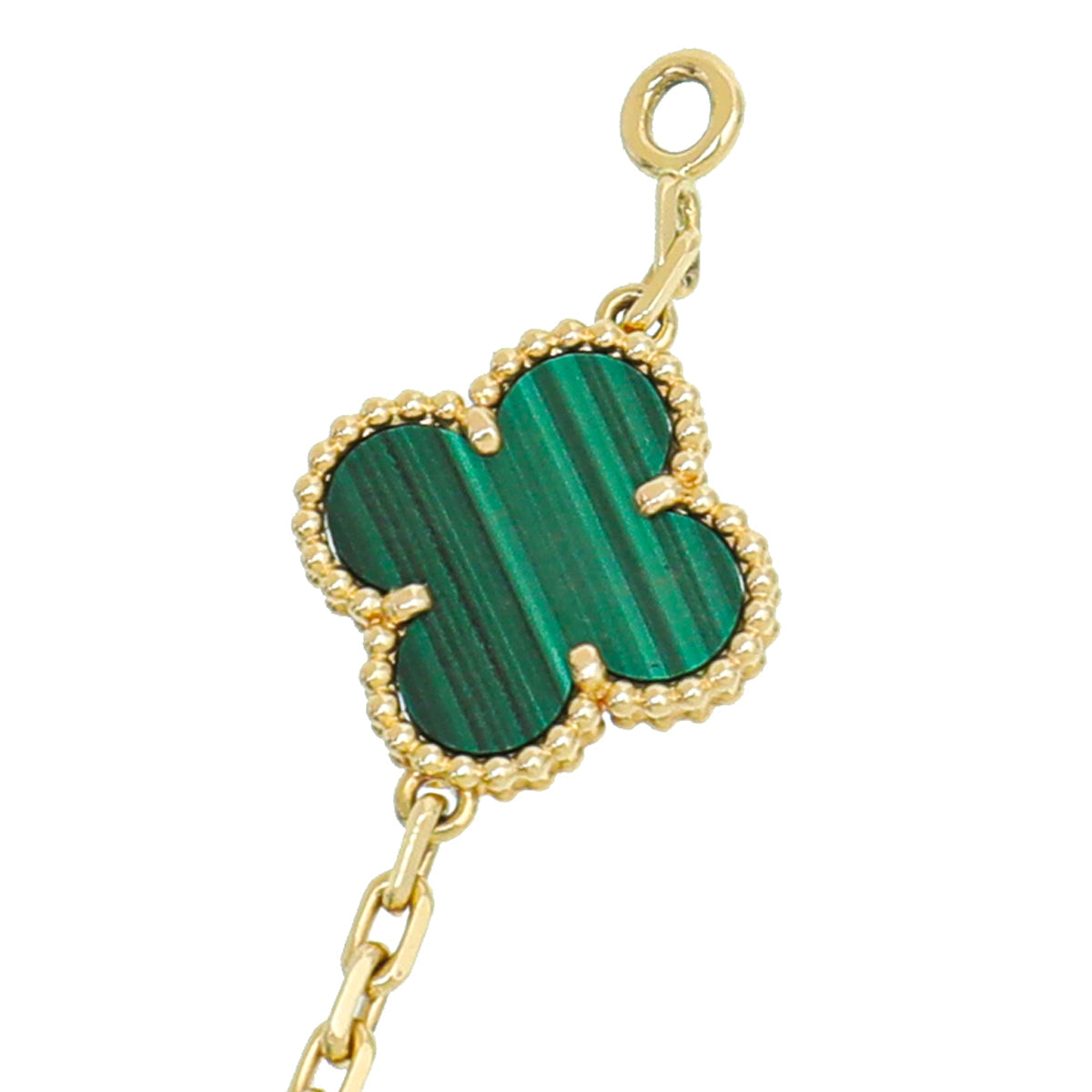 Van Cleef & Arpels 18K Yellow Gold 5 Motifs Malachite Vintage Alhambra Bracelet
