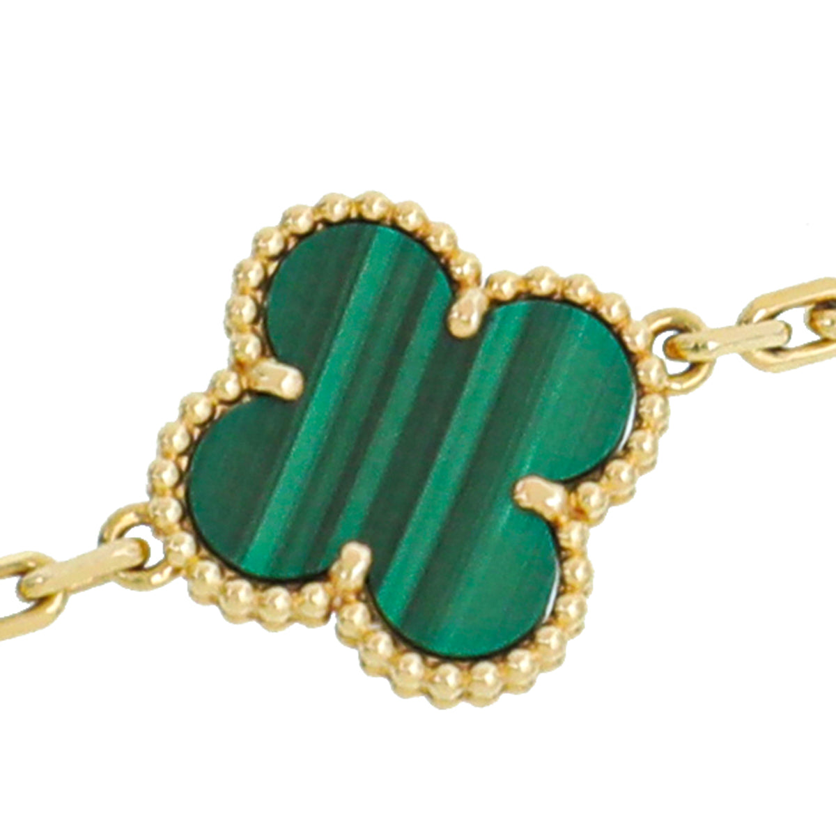 Van Cleef & Arpels 18K Yellow Gold 5 Motifs Malachite Vintage Alhambra Bracelet
