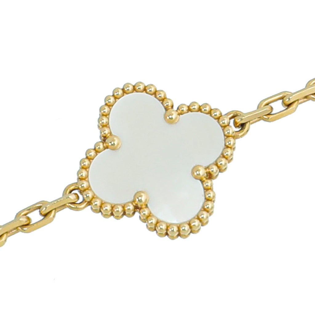 Van Cleef & Arpels 18K Yellow Gold 5 Motifs MOP Vintage Alhambra Bracelet