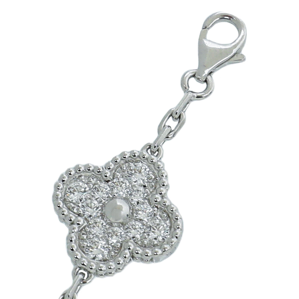 Van Cleef & Arpels 18K White Gold Diamond Vintage Alhambra Bracelet