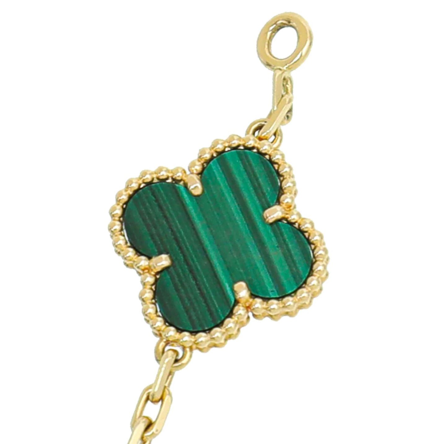 Van Cleef & Arpels 18K Yellow Gold 5 Motifs Malachite Vintage Alhambra Bracelet