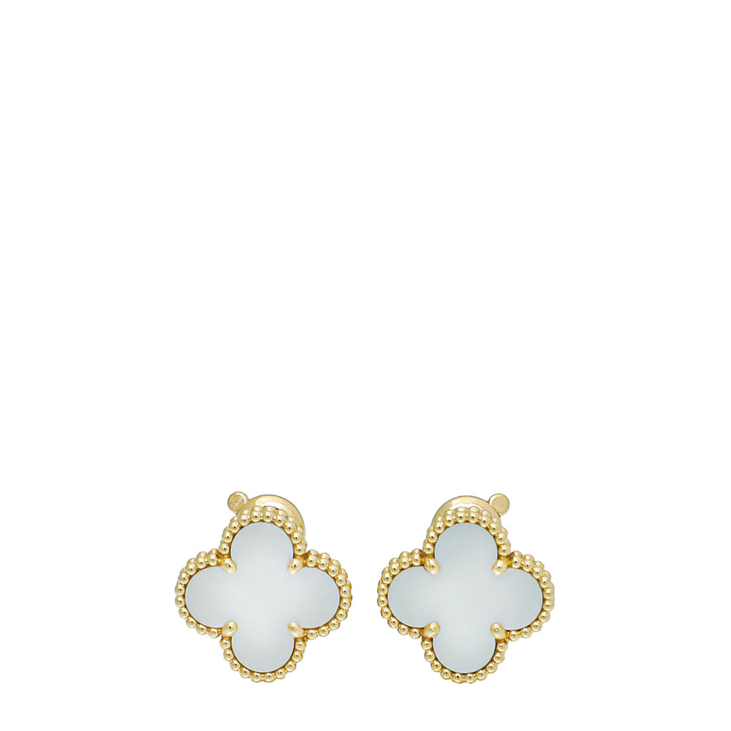 Van Cleef & Arpels 18K Yellow Gold MOP Vintage Alhambra Earrings