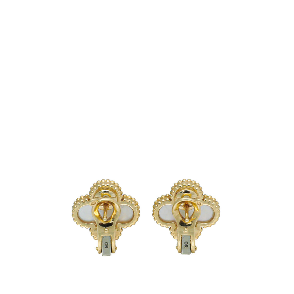Van Cleef & Arpels 18K Yellow Gold MOP Vintage Alhambra Earrings