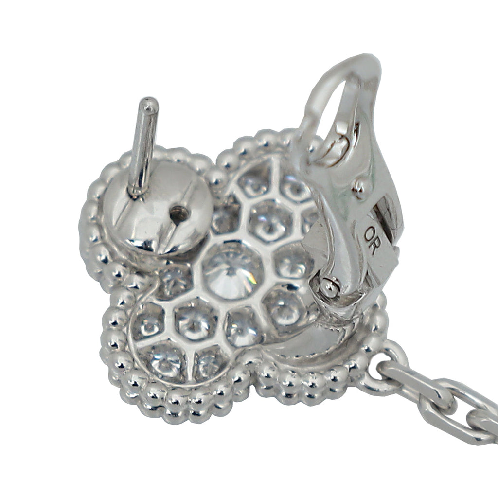 Van Cleef & Arpels 18K White Gold Diamonds Magic Alhambra 3 Motifs Earrings