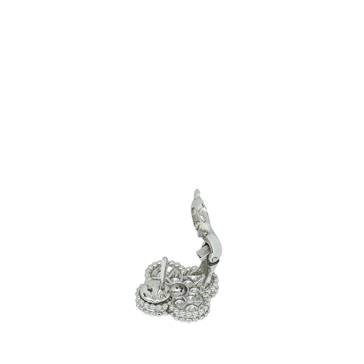 Van Cleef & Arpels 18K White Gold Diamond Vintage Alhambra Earrings