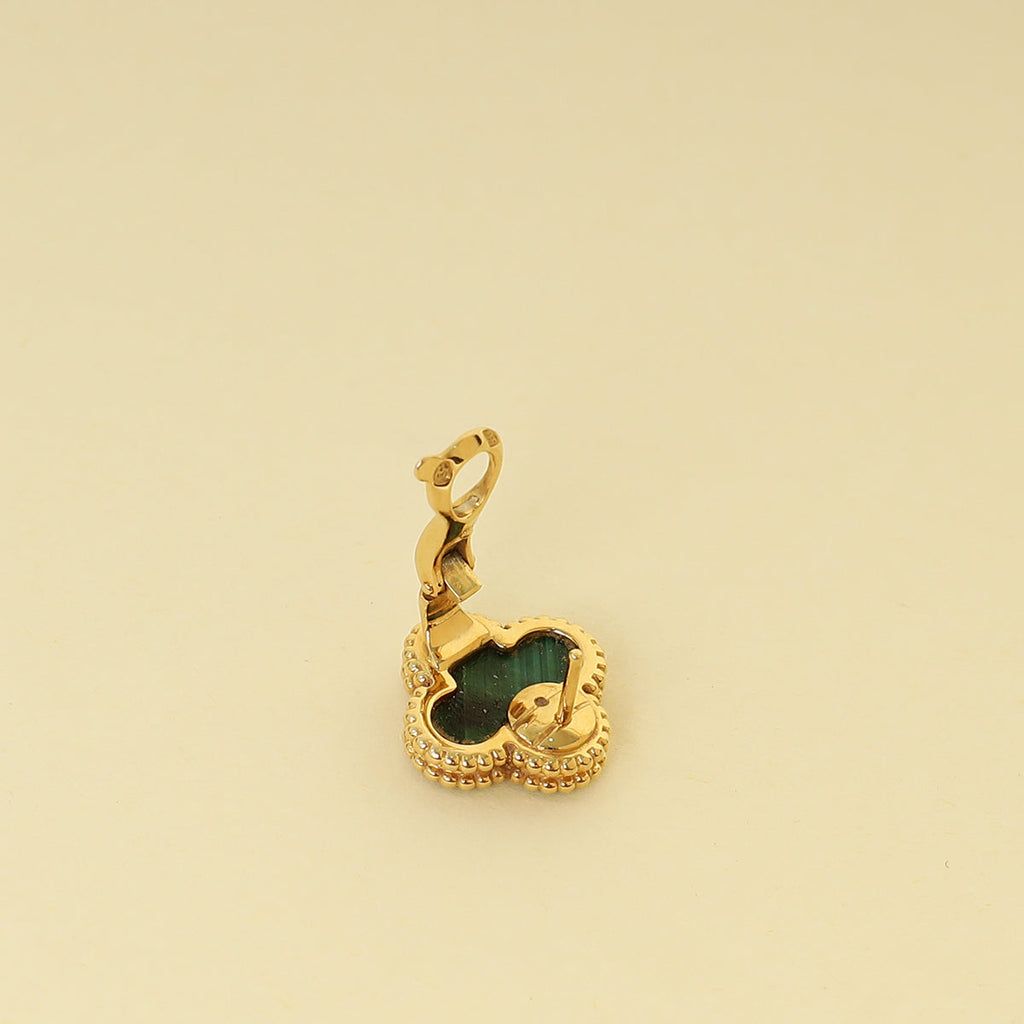 Van Cleef & Arpels 18K Yellow Gold Vintage Alhambra Malachite Earrings