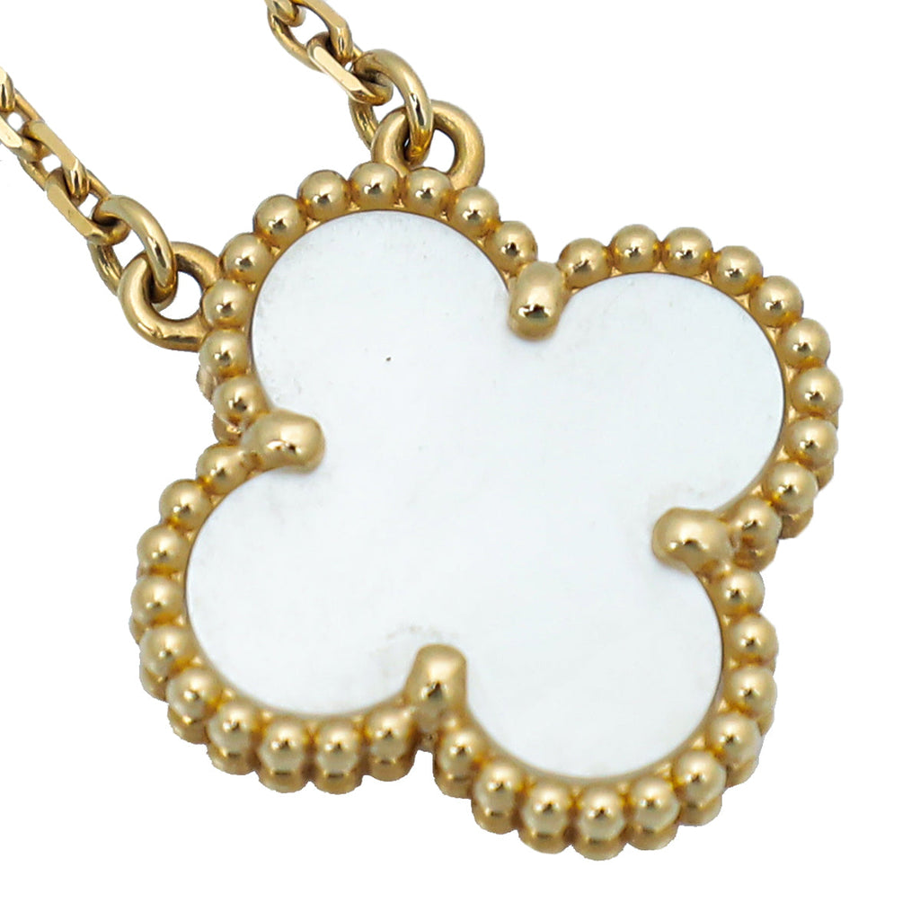 Van Cleef & Arpels 18K Yellow Gold MOP Vintage Alhambra Necklace
