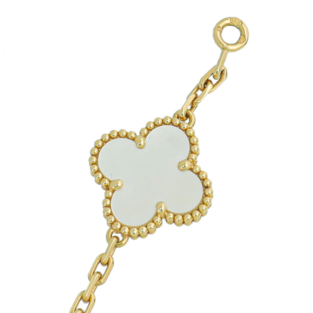 Van Cleef & Arpels 18K Yellow Gold 10 Motifs MOP Vintage Alhambra Necklace