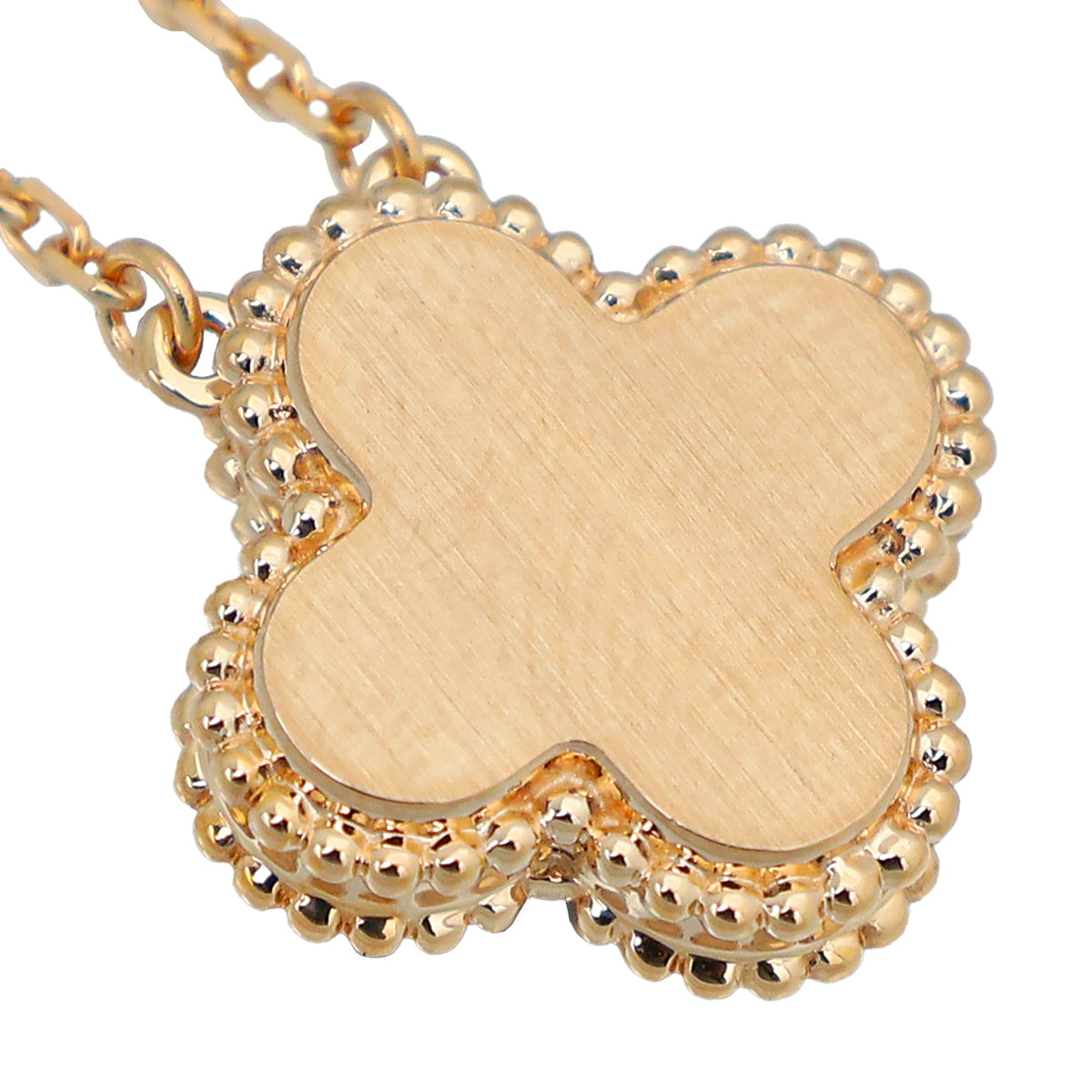 Van Cleef & Arpels 18K Rose Gold Diamond Silver Obsidian Vintage Alhambra Holiday Pendant Necklace