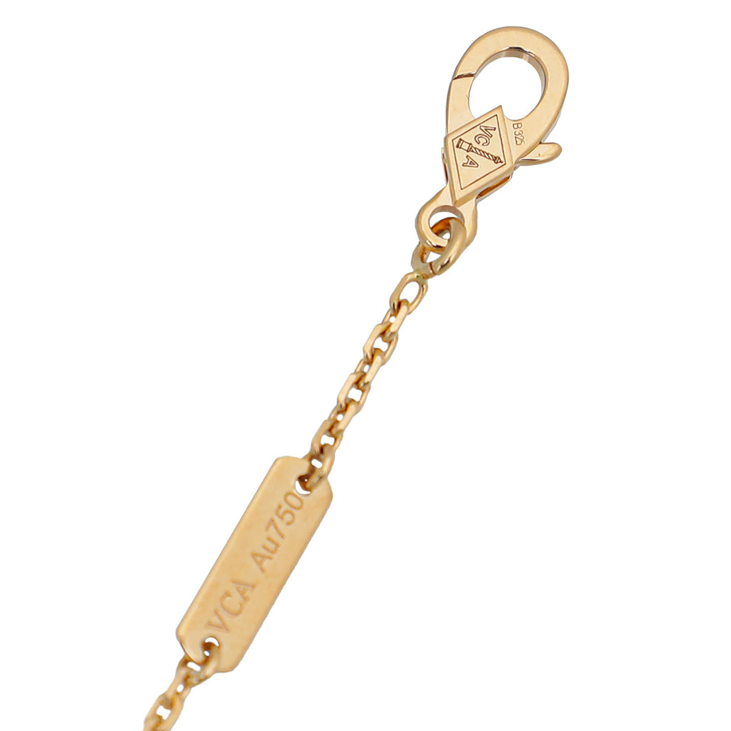 Van Cleef & Arpels 18K Rose Gold Diamond Silver Obsidian Vintage Alhambra Holiday Pendant Necklace