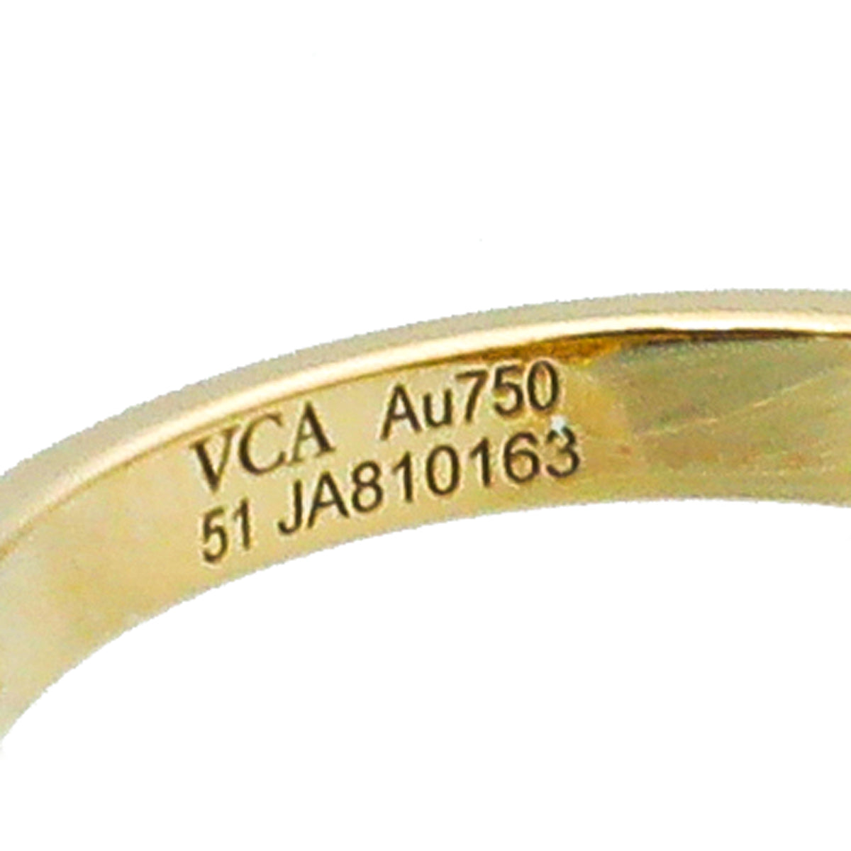 Van Cleef & Arpels 18K Yellow Gold MOP Diamond Vintage Alhambra Ring 51