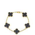 Van Cleef & Arpels 18K Yellow Gold Vintage Alhambra 5 Motifs Onyx Bracelet