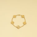 Van Cleef & Arpels 18K Yellow Gold Vintage Alhambra Guilloché 5 Motifs Bracelet