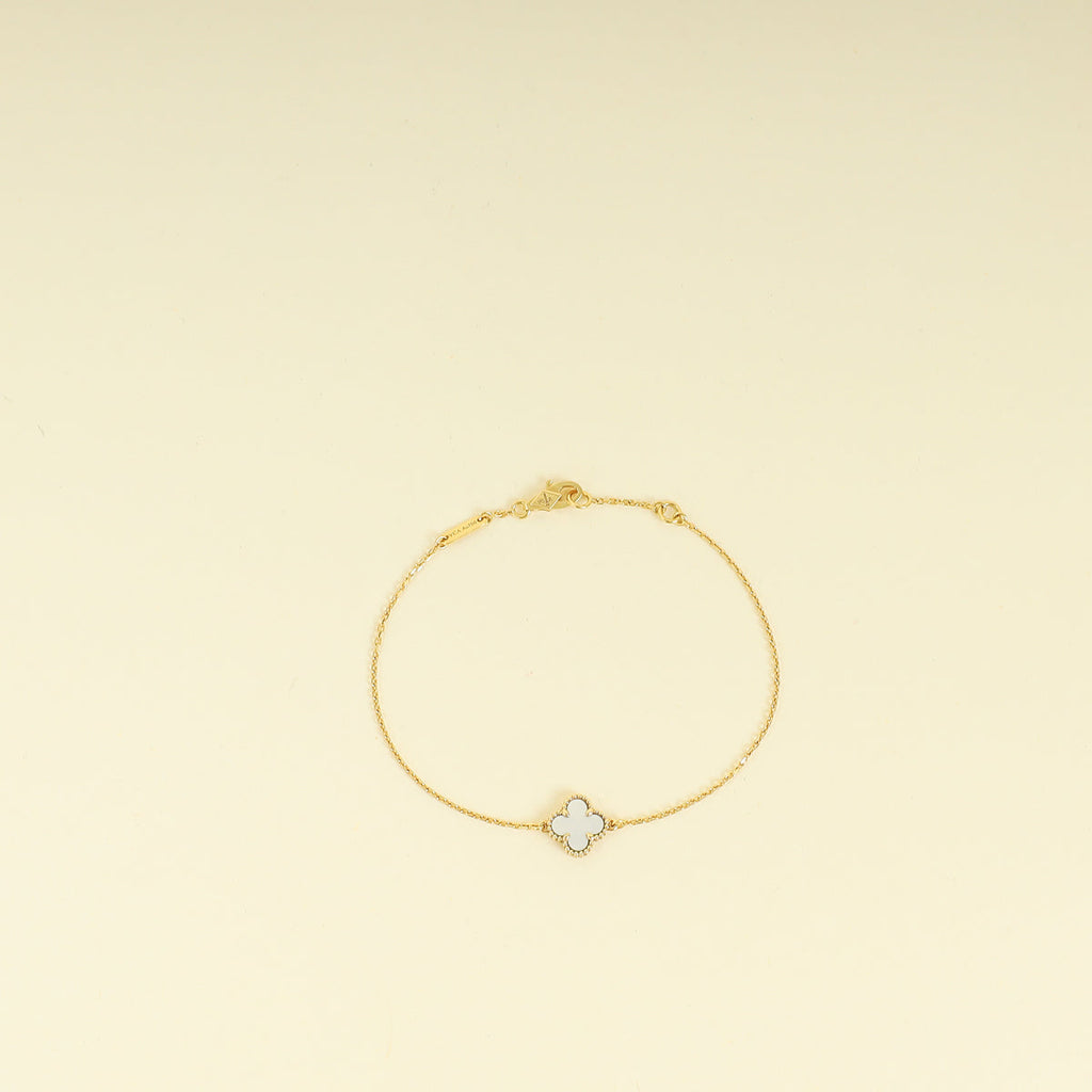 Van Cleef & Arpels 18K Yellow Gold Sweet Alhambra MOP Bracelet