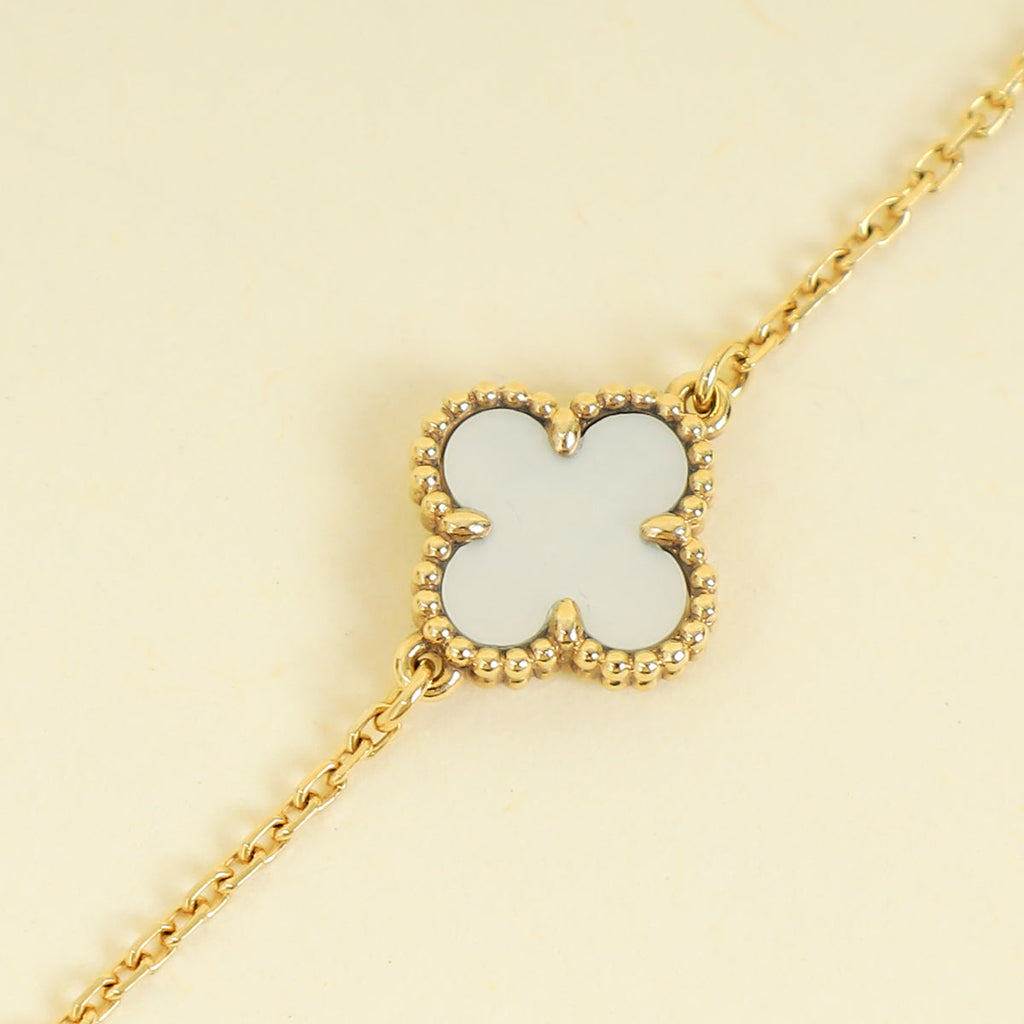 Van Cleef & Arpels 18K Yellow Gold Sweet Alhambra MOP Bracelet