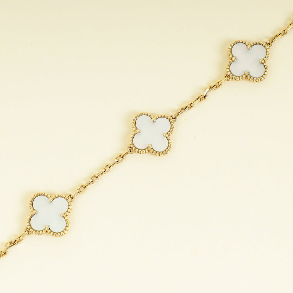 Van Cleef & Arpels 18K Yellow Gold Vintage Alhambra 5 Motifs Bracelet