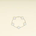 Van Cleef & Arpels 18K White Gold Vintage Alhambra MOP 5 Motifs Bracelet