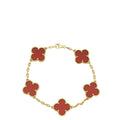 Van Cleef & Arpels 18K Yellow Gold 5 Motifs Carnelian Vintage Alhambra Bracelet