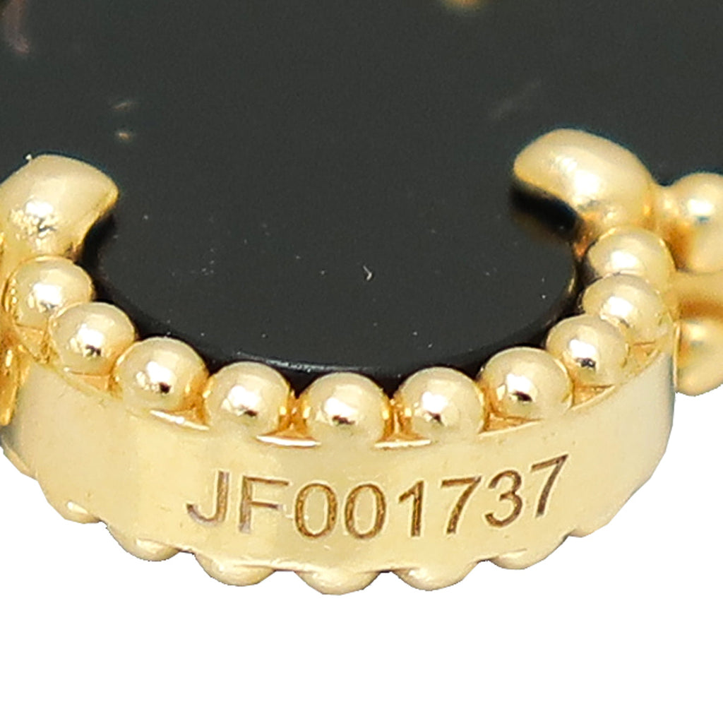 Van Cleef & Arpels 18K Yellow Gold 5 Motifs Onyx Vintage Alhambra Bracelet