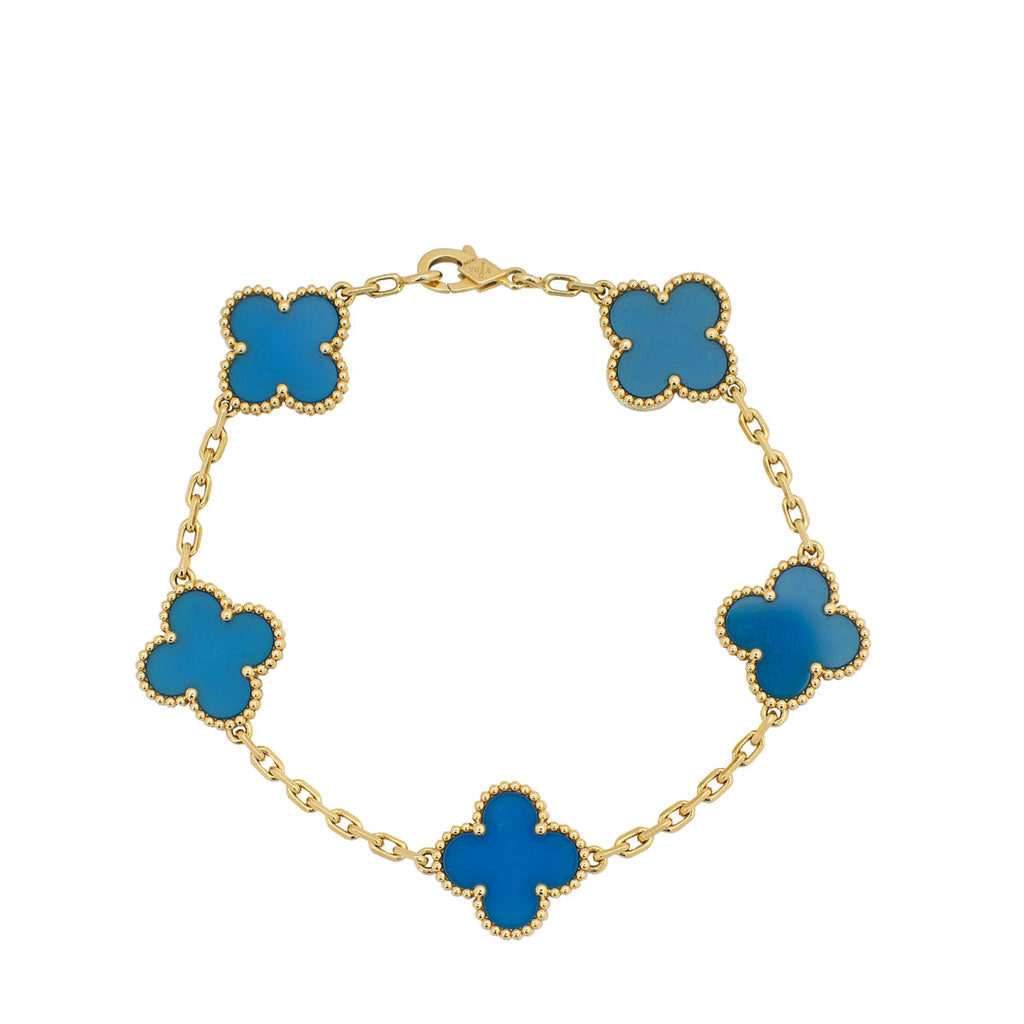 Van Cleef & Arpels 18K Yellow Gold 5 Motif Vintage Alhambra Bracelet
