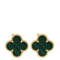 Van Cleef & Arpels 18K Yellow Gold Vintage Alhambra Malachite Earrings
