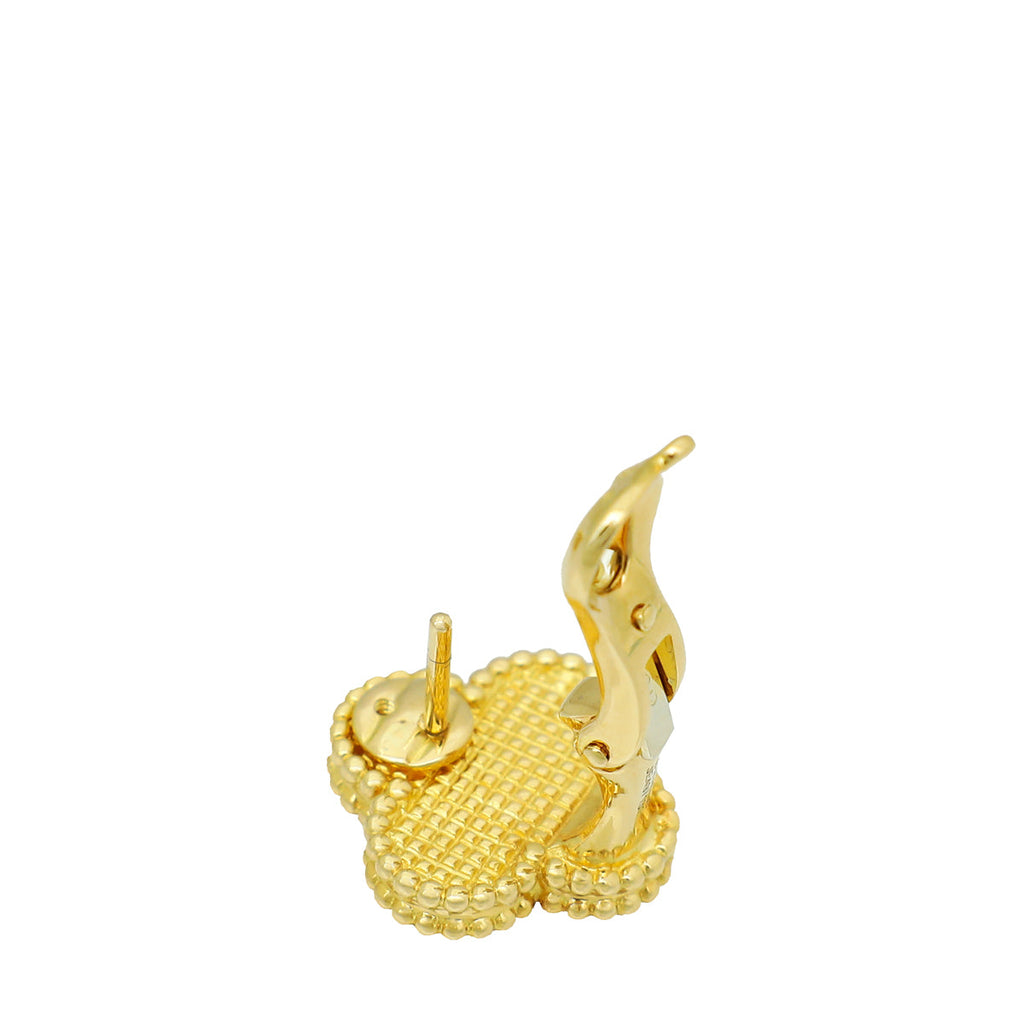 Van Cleef & Arpels 18K Yellow Gold Vintage Alhambra Motif Earrings