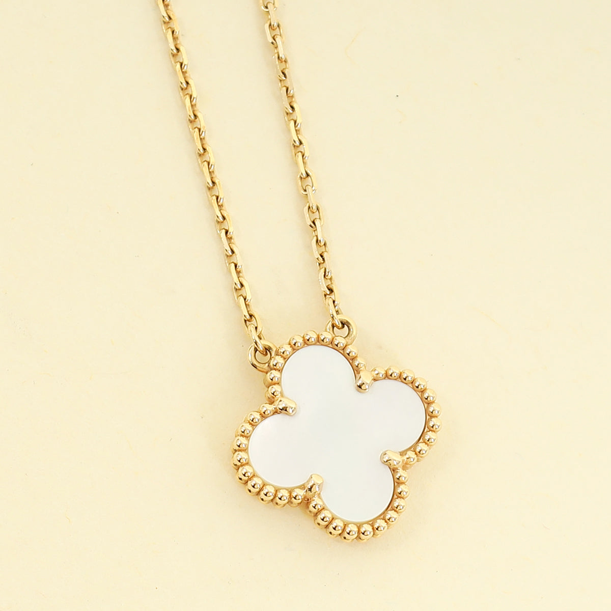 Van Cleef & Arpels 18K Yellow Gold Vintage Alhambra MOP Pendant Necklace