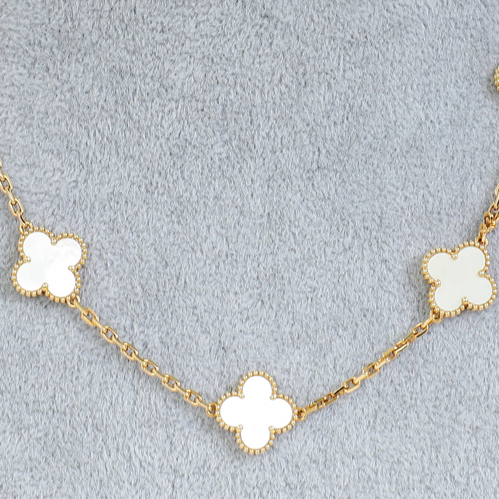 Van Cleef & Arpels 18K Yellow Gold Vintage Alhambra 10 Motifs Necklace