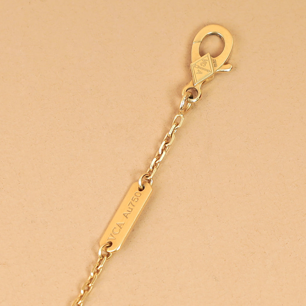 Van Cleef & Arpels 18K Yellow Gold Diamond Frivole 3 Flowers Pendant Mini Model Necklace