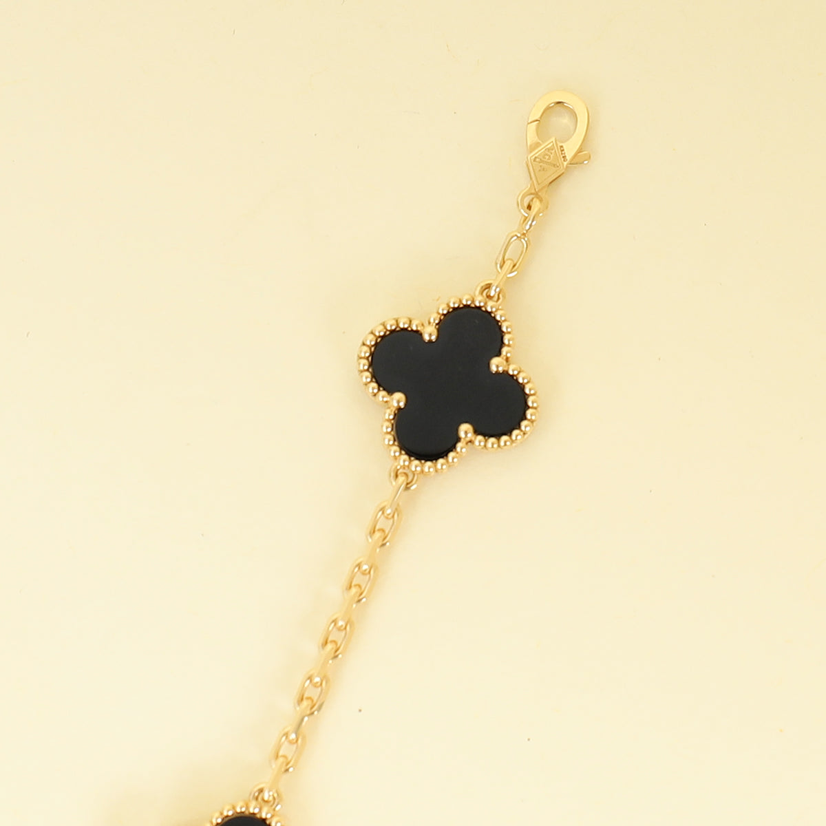 Van Cleef & Arpels 18K Yellow Gold Vintage 10 Motifs Onyx Necklace
