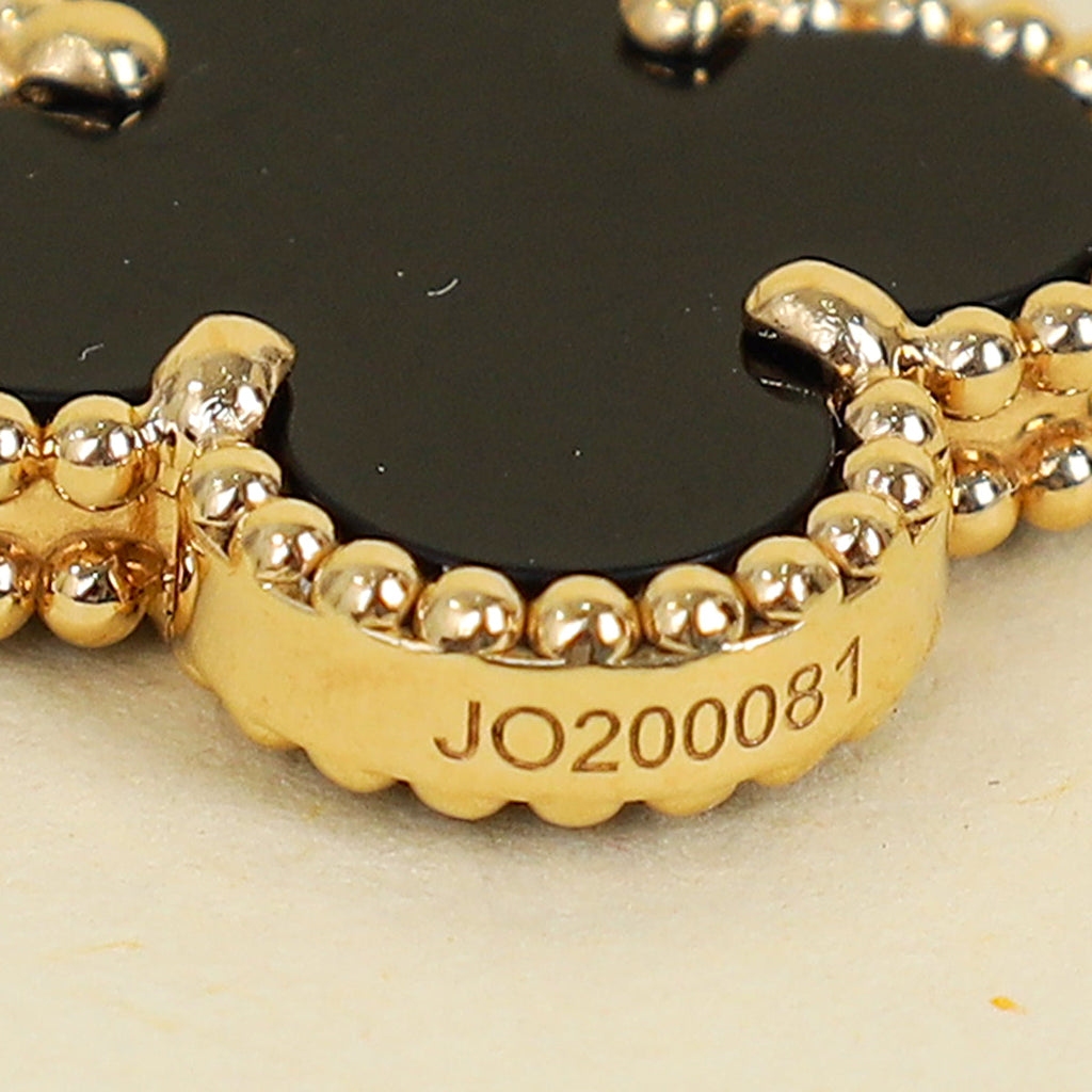 Van Cleef & Arpels 18K Yellow Gold Vintage 10 Motifs Onyx Necklace