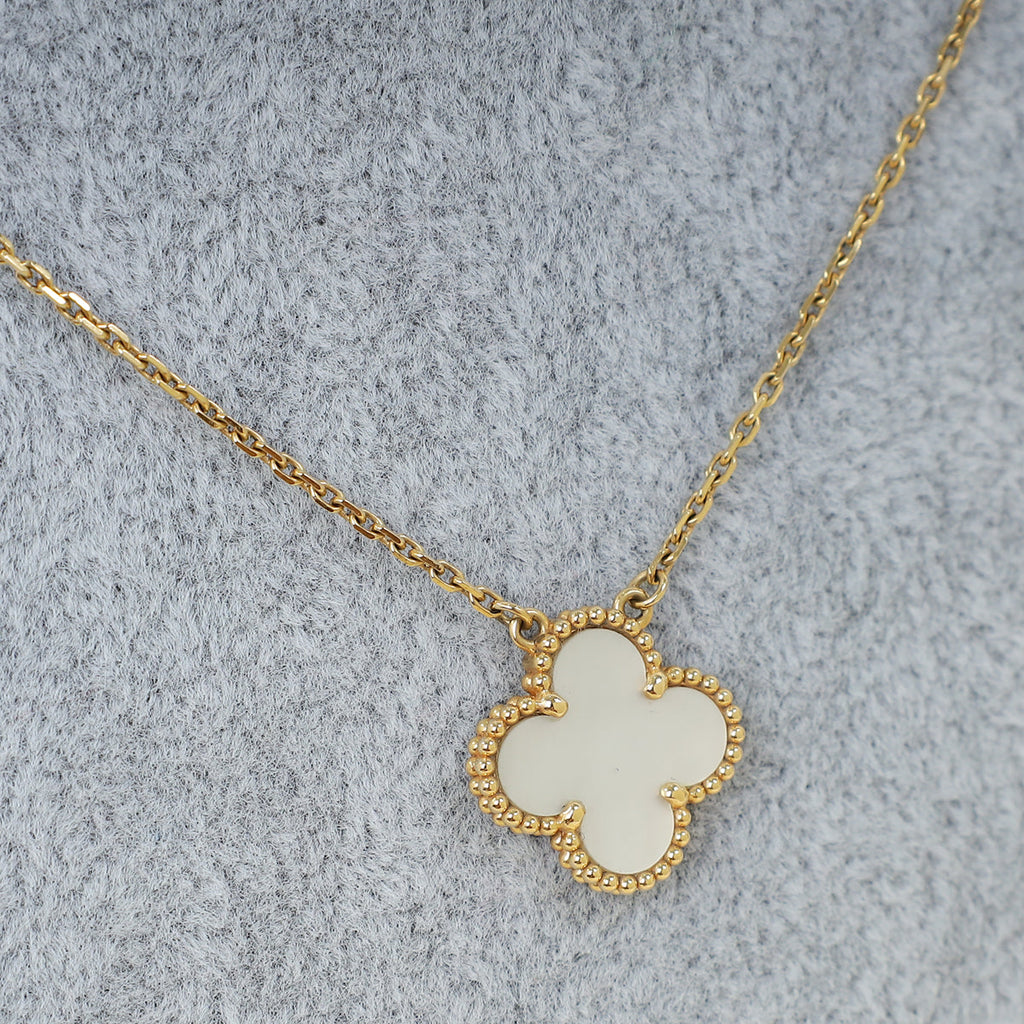 Van Cleef & Arpels 18K Yellow Gold Alhambra MOP Pendant Necklace
