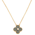 Van Cleef & Arpels 18K Rose Gold Diamond Silver Obsidian Vintage Alhambra 2023 Holiday Pendant Necklace