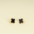 Van Cleef & Arpels 18K Yellow Gold Vintage Alhambra Onyx Earrings