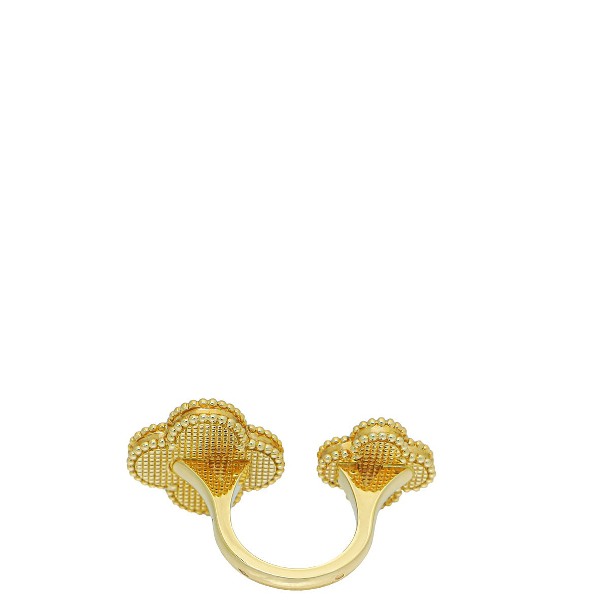 Van Cleef & Arpels 18K Yellow Gold Malachite Magic Alhambra Between The Finger Ring 52