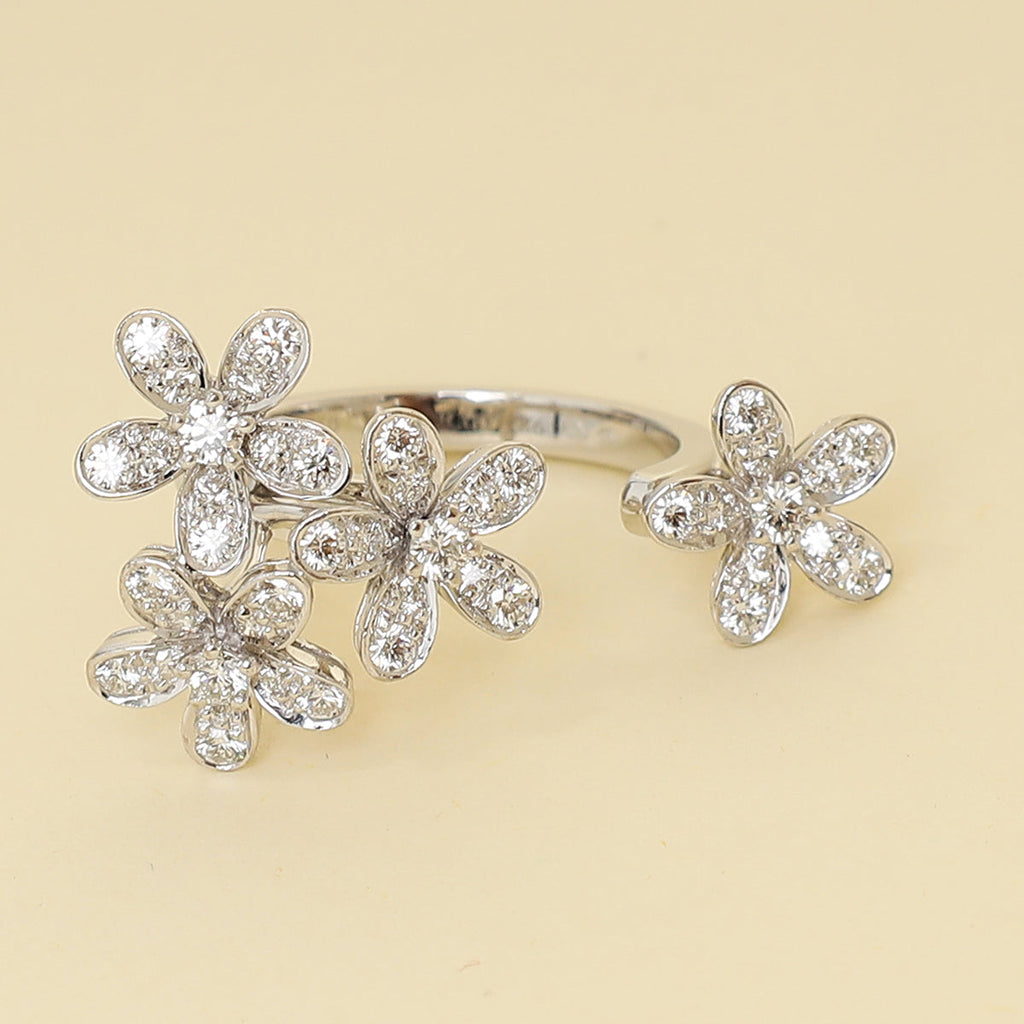 Van Cleef & Arpels 18K White Gold Socrate Between the Finger Ring 52