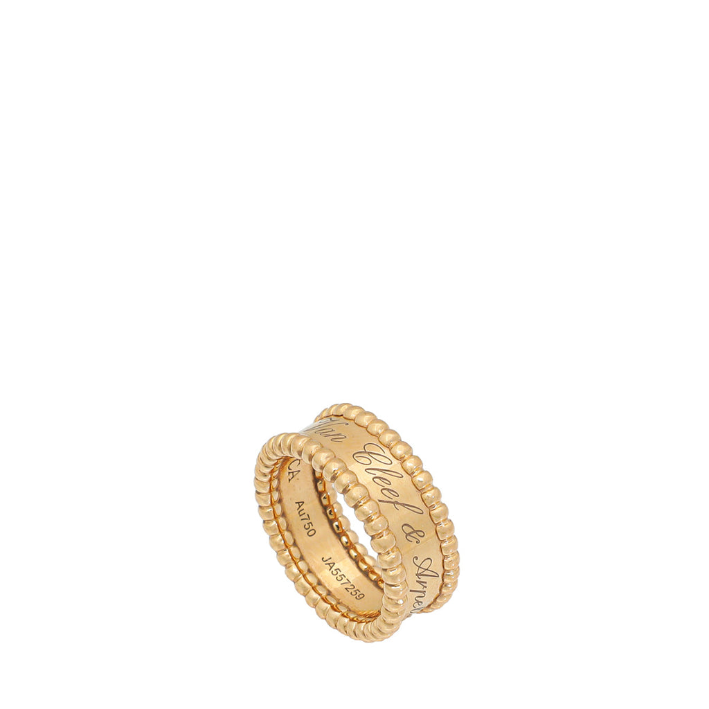Van Cleef & Arpels 18K Rose Gold Perlée signature Ring 50