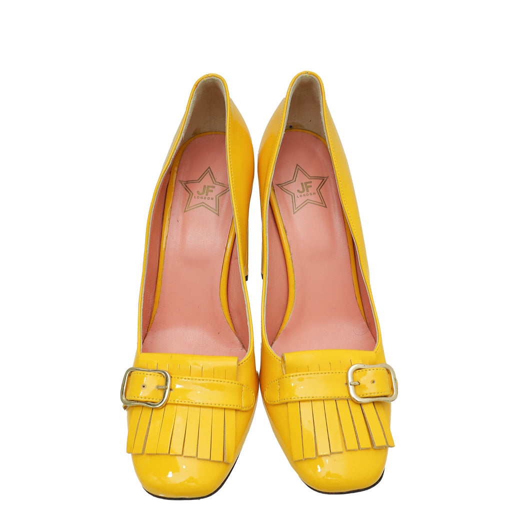 JF Yellow Fringe Square Toe Pump 40