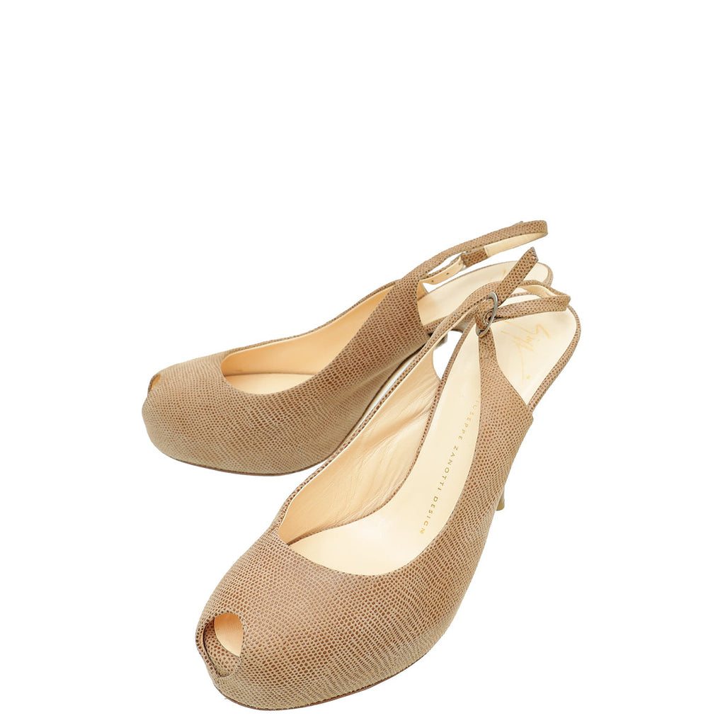 Giuseppe Zanotti Brown Peep Toe SLingback Pump 39.5