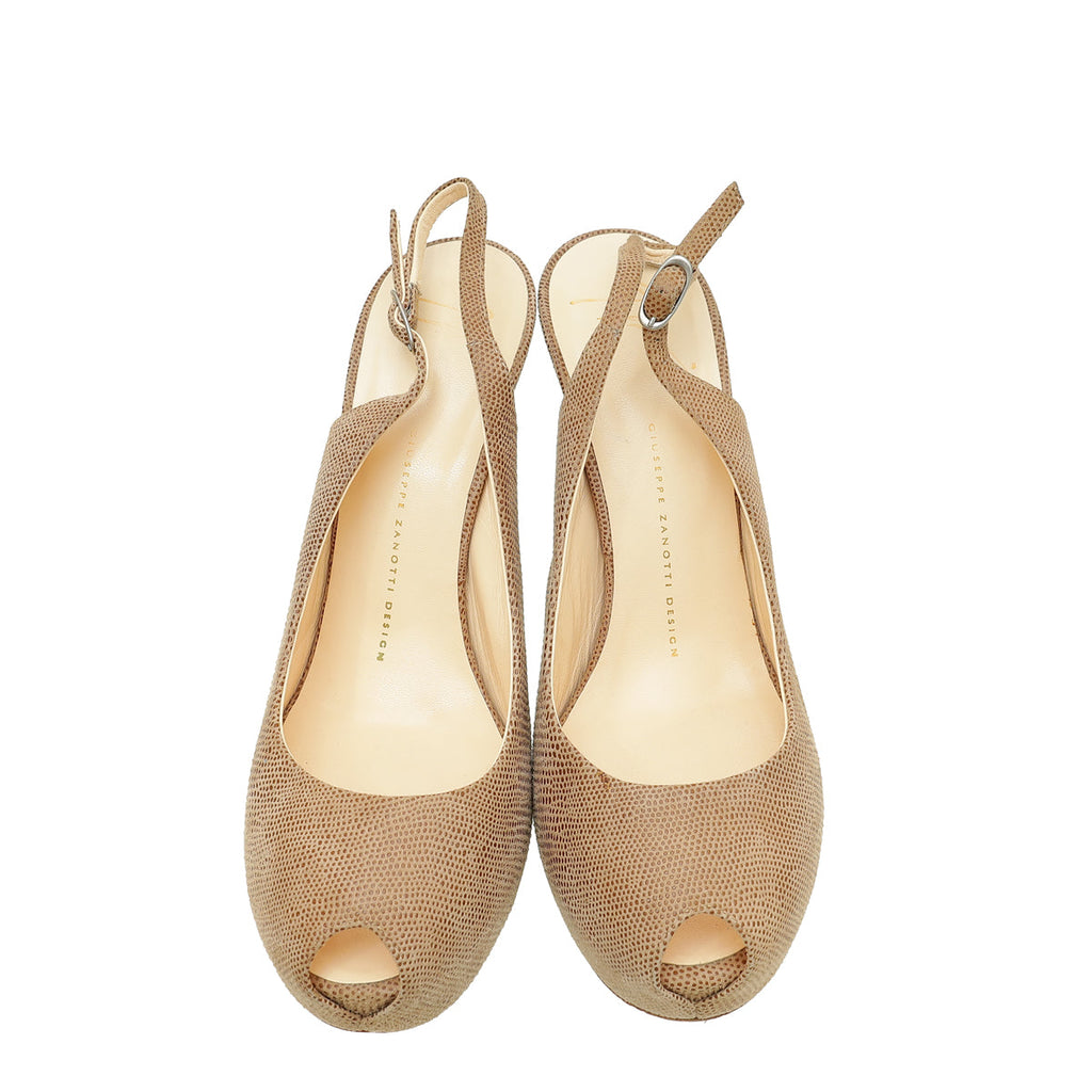 Giuseppe Zanotti Brown Peep Toe SLingback Pump 39.5