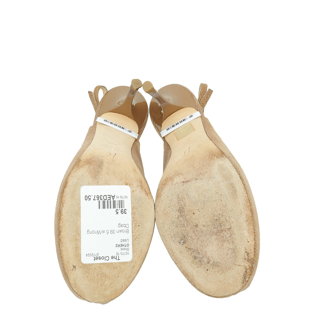 Giuseppe Zanotti Brown Peep Toe SLingback Pump 39.5