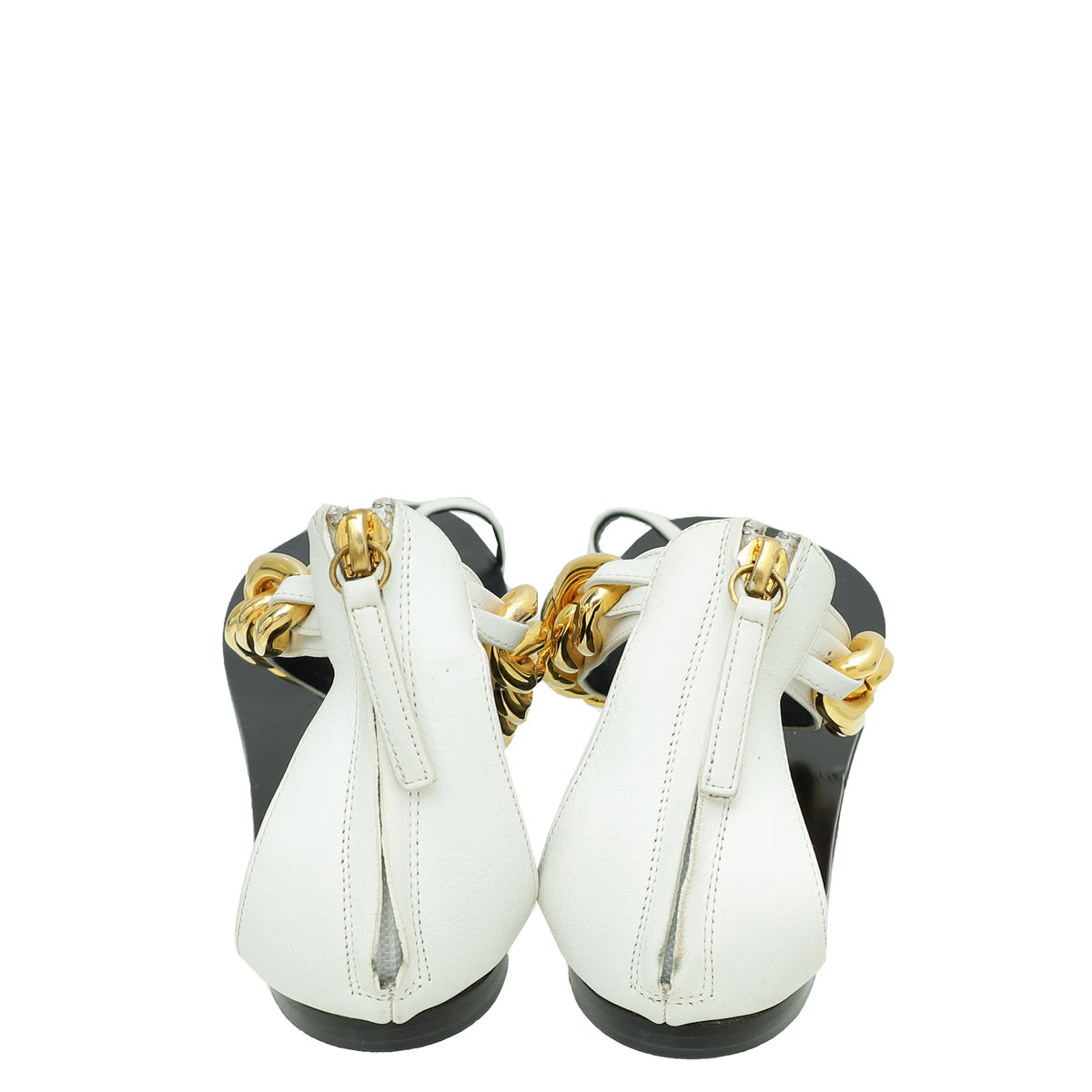Giuseppe Zanotti Bicolor Chain Ankle Strap Flat Sandal 39