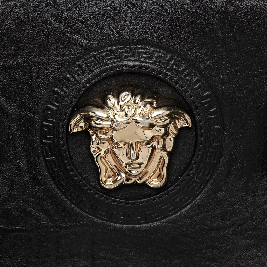 Versace Calfskin La Medusa Convertible Messenger Tote (SHF-XAvM3m)