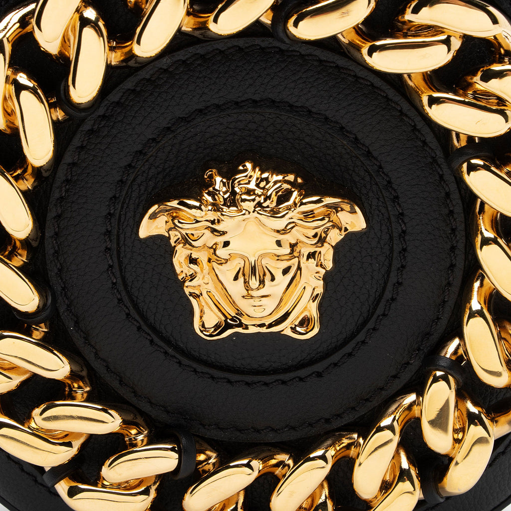 Versace Calfskin Medusa Chain Round Crossbody