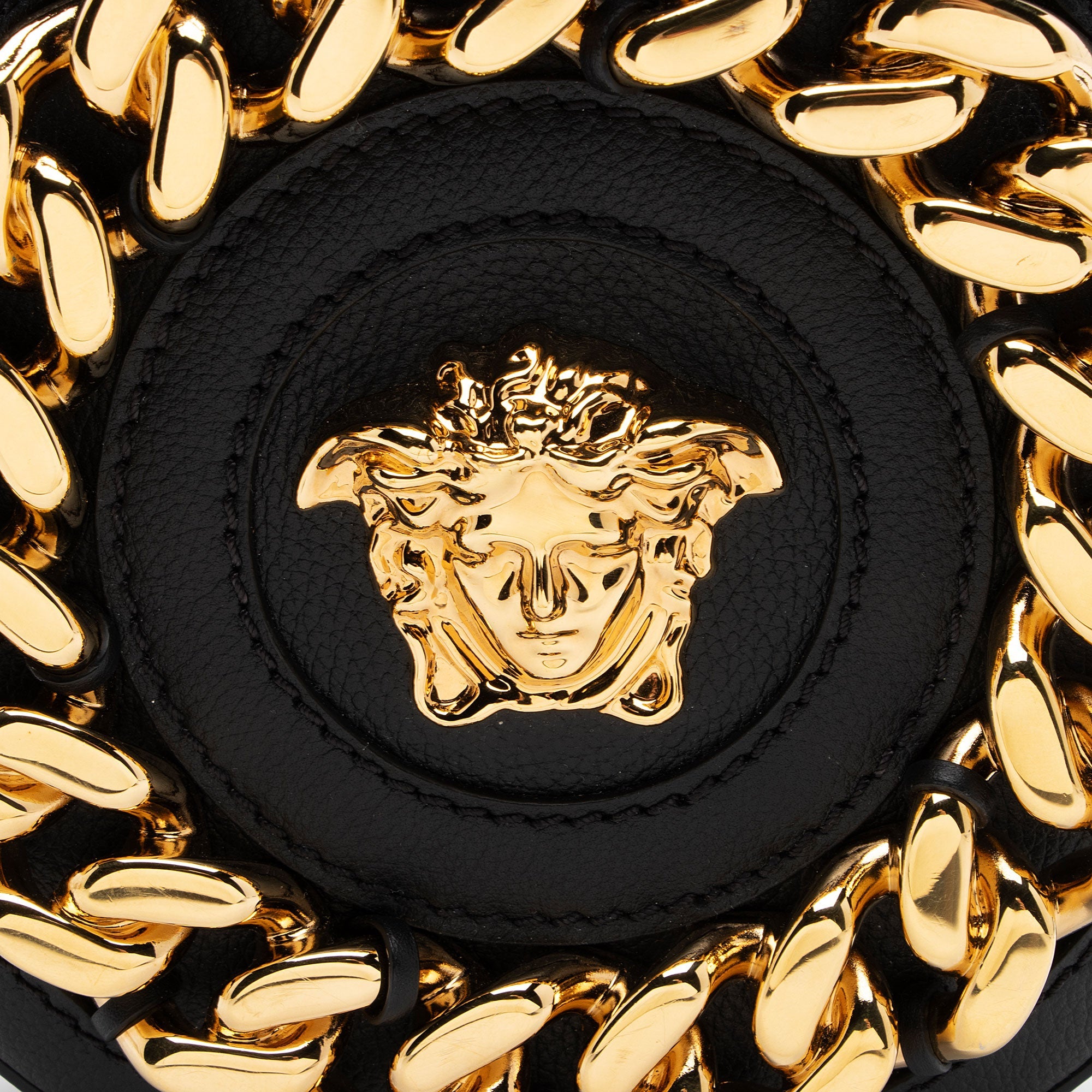 Versace Calfskin Medusa Chain Round Crossbody