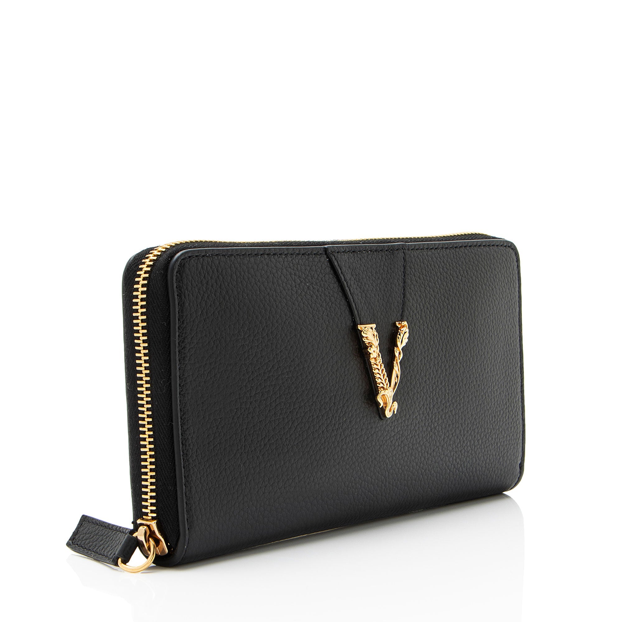 Versace Calfskin Virtus Zip Around Wallet