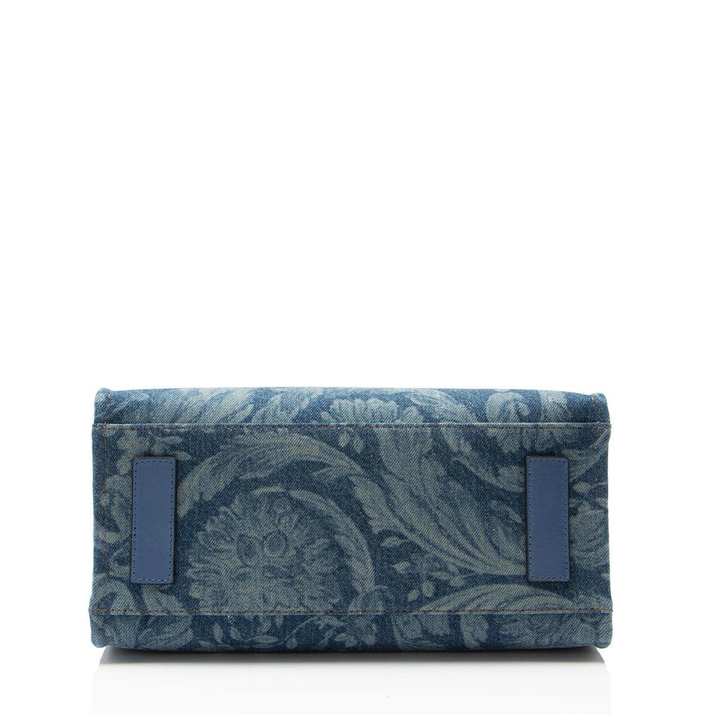 Versace Denim Barocco La Medusa Small Tote Bag