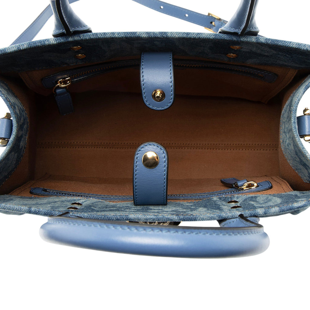 Versace Denim Barocco La Medusa Small Tote Bag